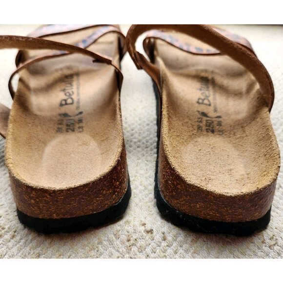 Birkenstock Betula Brown Leopard 250 Soft Footbed Sandals 3 Strap Womens 8 EU 39 - Picture 6 of 6